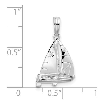 Sterling Silver 3D Sailboat Pendant – view 4