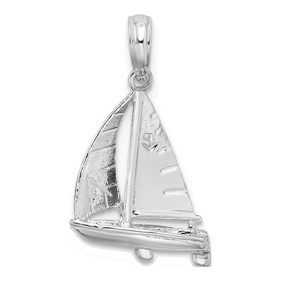 Sterling Silver 3D Sailboat Pendant – view 5