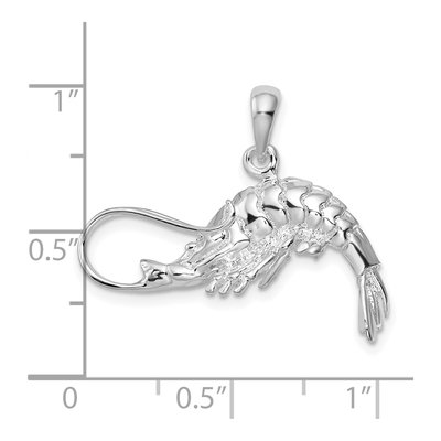 Sterling Silver 3D Shrimp Pendant – view 4