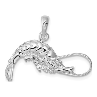 Sterling Silver 3D Shrimp Pendant – view 5