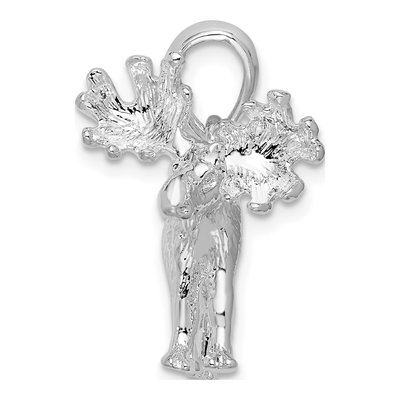 Sterling Silver 3D Standing Moose Pendant – view 3