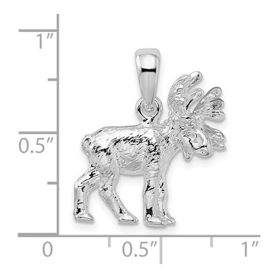 Sterling Silver 3D Standing Moose Pendant – view 4