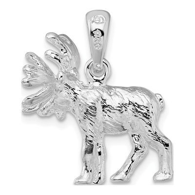 Sterling Silver 3D Standing Moose Pendant – view 5