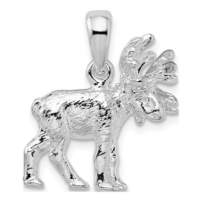Sterling Silver 3D Standing Moose Pendant