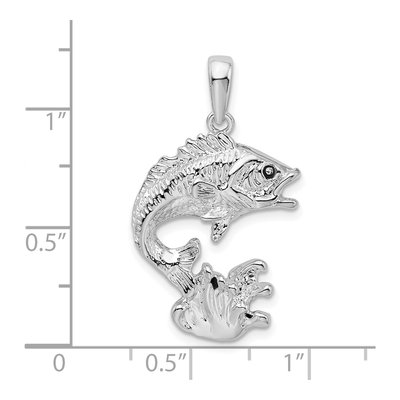 Sterling Silver Jumping Bass Fish Pendant – view 4