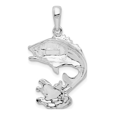 Sterling Silver Jumping Bass Fish Pendant – view 5