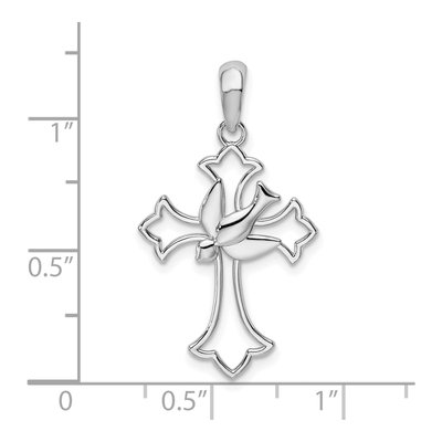 Sterling Silver Fleur de Lis Cross Pendant – view 4