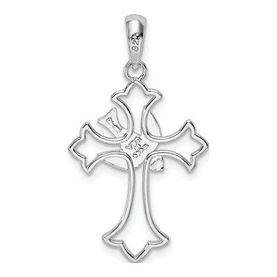 Sterling Silver Fleur de Lis Cross Pendant – view 5