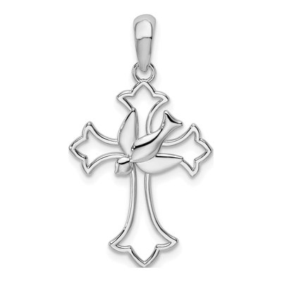 Sterling Silver Fleur de Lis Cross Pendant