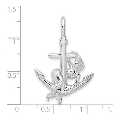 Sterling Silver 3D Anchor Mermaid Pendant – view 4