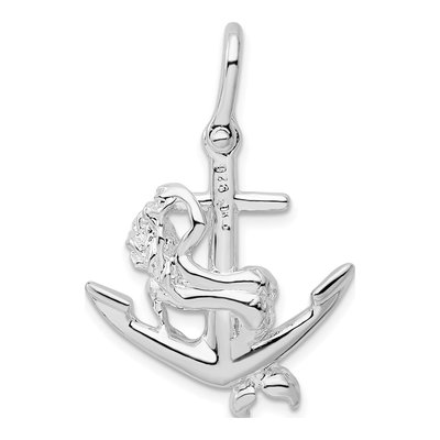 Sterling Silver 3D Anchor Mermaid Pendant – view 5