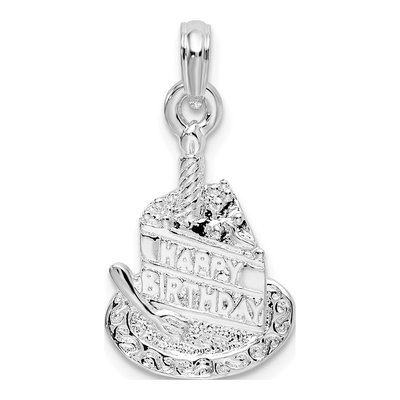 Sterling Silver Happy Birthday Cake Pendant