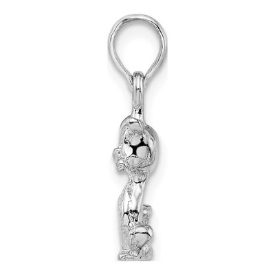 Sterling Silver 3D Mini Sitting Cat Pendant – view 3