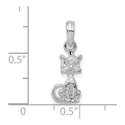 Sterling Silver 3D Mini Sitting Cat Pendant – view 4