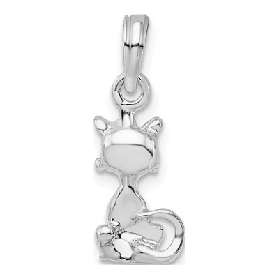 Sterling Silver 3D Mini Sitting Cat Pendant – view 5