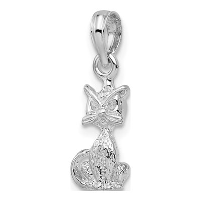 Sterling Silver 3D Mini Sitting Cat Pendant – view 6