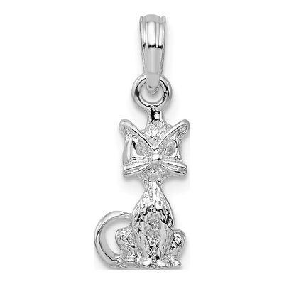 Sterling Silver 3D Mini Sitting Cat Pendant