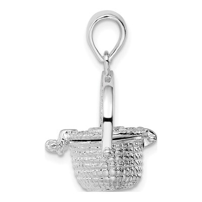 Sterling Silver 3D Nantucket Basket Pendant – view 3
