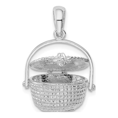 Sterling Silver 3D Nantucket Basket Pendant – view 4