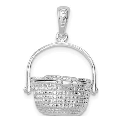 Sterling Silver 3D Nantucket Basket Pendant – view 5