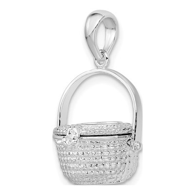 Sterling Silver 3D Nantucket Basket Pendant – view 7