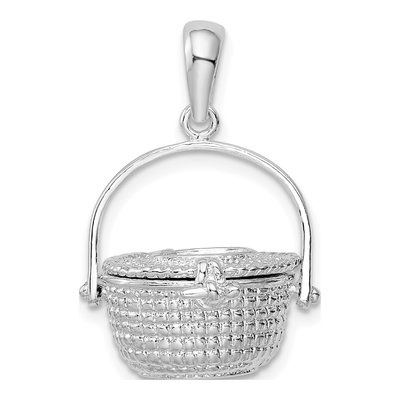 Sterling Silver 3D Nantucket Basket Pendant