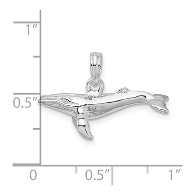 Sterling Silver 3D Humpback Whale Pendant – view 4