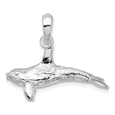 Sterling Silver 3D Killer Whale Pendant