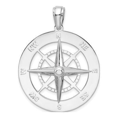 Sterling Silver Nautical Compass Pendant