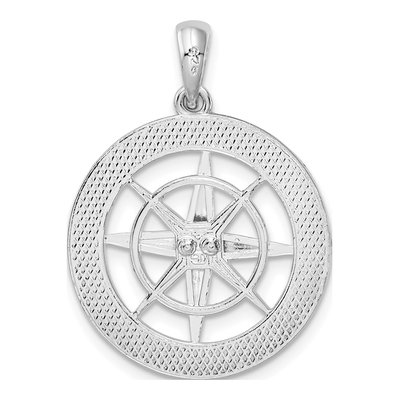 Sterling Silver Nautical Compass Pendant – view 5