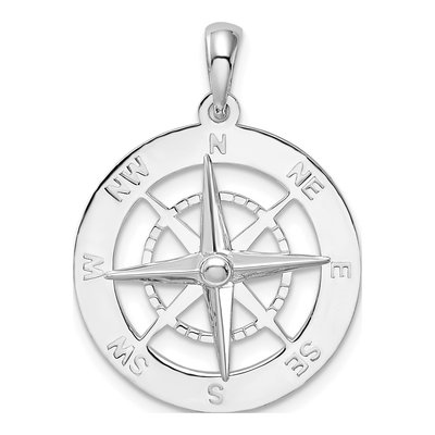 Sterling Silver Nautical Compass Pendant
