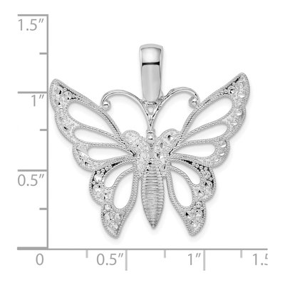 Sterling Silver Diamond-Cut Butterfly Pendant – view 4
