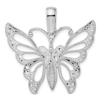 Sterling Silver Diamond-Cut Butterfly Pendant