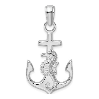 Sterling Silver Anchor Seahorse Pendant