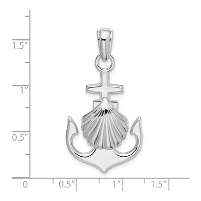 Sterling Silver Anchor Scallop Shell Pendant – view 4