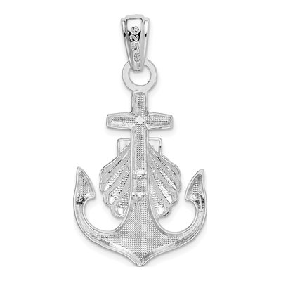 Sterling Silver Anchor Scallop Shell Pendant – view 5