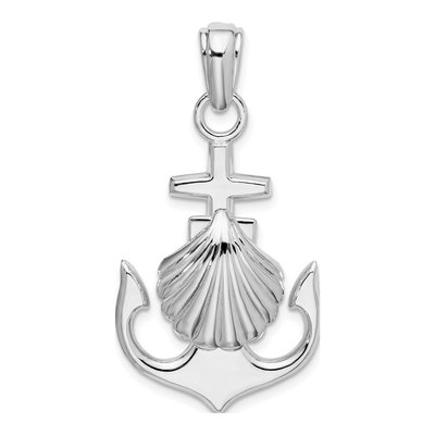 Sterling Silver Anchor Scallop Shell Pendant