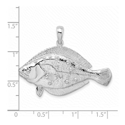 Sterling Silver 3D Flounder Fish Pendant – view 4