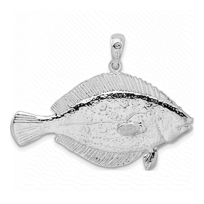 Sterling Silver 3D Flounder Fish Pendant – view 5