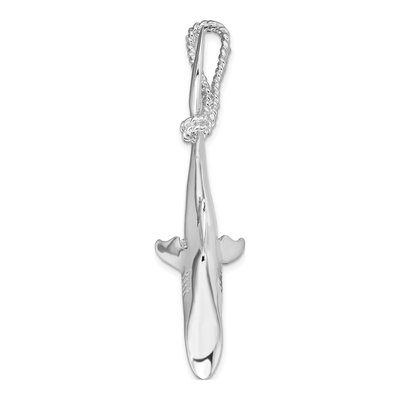Sterling Silver 3D Shark on Rope Pendant – view 3