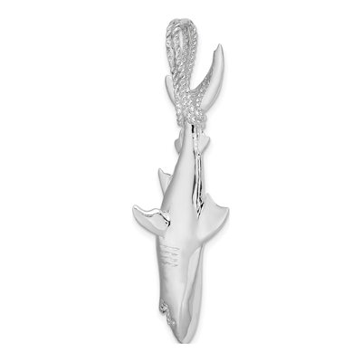 Sterling Silver 3D Shark on Rope Pendant – view 4