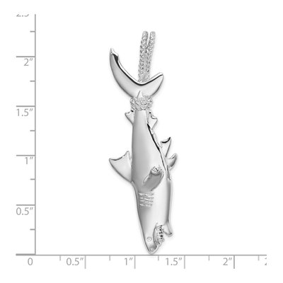 Sterling Silver 3D Shark on Rope Pendant – view 6