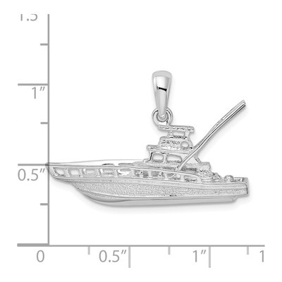 Sterling Silver 3D Sportfishing Boat Pendant – view 4