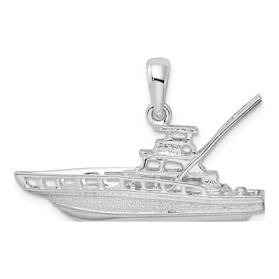 Sterling Silver 3D Sportfishing Boat Pendant