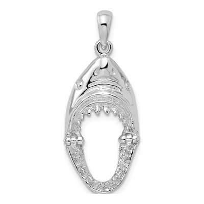 Sterling Silver Moveable Shark Head Pendant