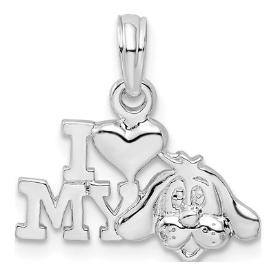 Sterling Silver I Heart My Dog Pendant