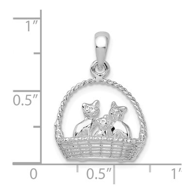 Sterling Silver Kittens Basket Pendant – view 4