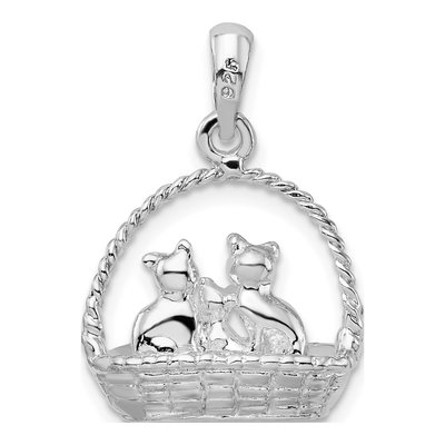 Sterling Silver Kittens Basket Pendant – view 5