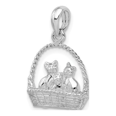 Sterling Silver Kittens Basket Pendant – view 6