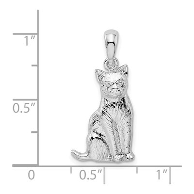 Sterling Silver Textured Sitting Cat Pendant – view 4